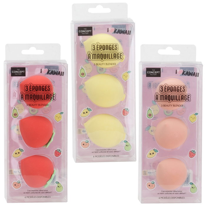 The Concept Factory Juego De 3 Esponjas Maquillaje Kawaii - Fresa, Aguacate, Limón, Pera, Mango, Melocotón The Concept Factory Juego De 3 Esponjas Maquillaje Kawaii - Fresa, Aguacate, Limón, Pera, Mango, Melocotón