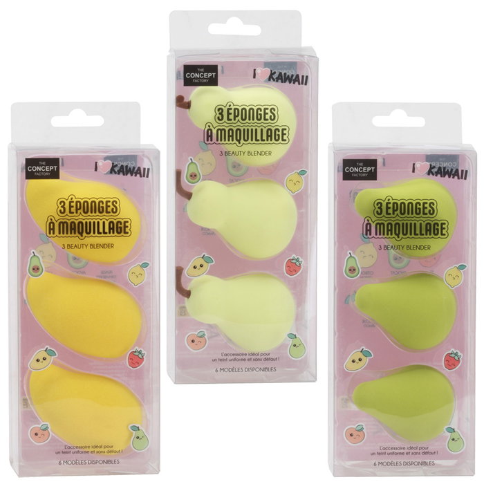The Concept Factory Juego De 3 Esponjas Maquillaje Kawaii - Fresa, Aguacate, Limón, Pera, Mango, Melocotón The Concept Factory Juego De 3 Esponjas Maquillaje Kawaii - Fresa, Aguacate, Limón, Pera, Mango, Melocotón