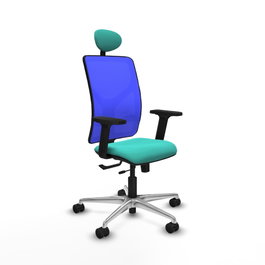 PIQUERAS Y CRESPO Silla de oficina Motilla con mecanismo Sincro/Traslack, Azul y Turquesa