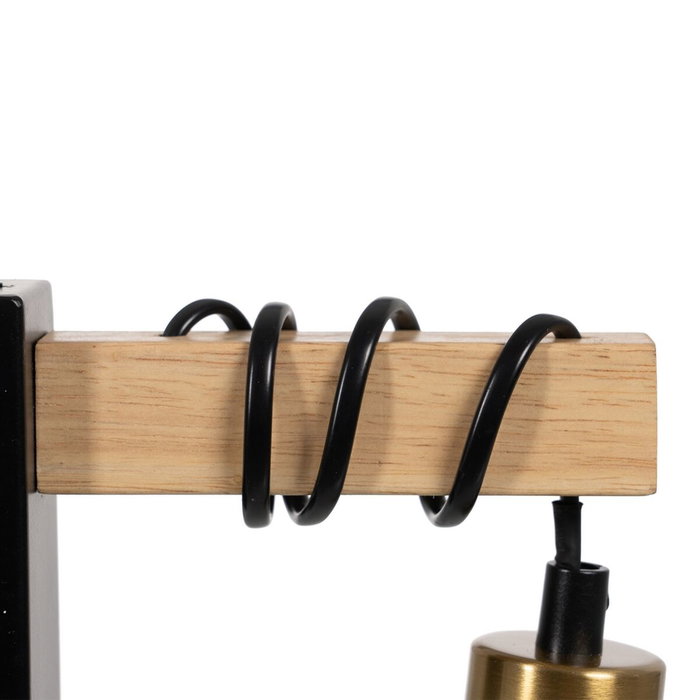 Ixia Aplique de pared Negro-Natural Metal-Madera 15 x 5 x 12 cm
