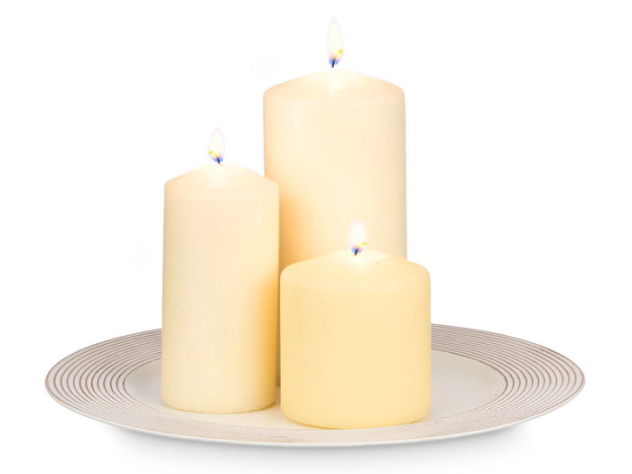 Giftdecor Portavelas Círculos Blanco Envejecido 33 cm (Set de 24)