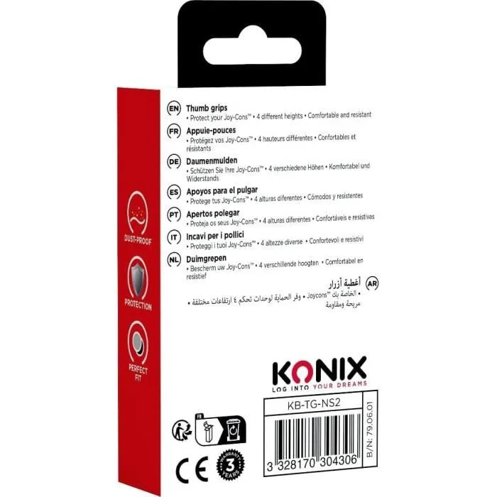 Konix Reposapulgares Joysticks Nintendo Switch 2 Joy-Con Pack 8 Altura Ajustable Negro 3328170304306