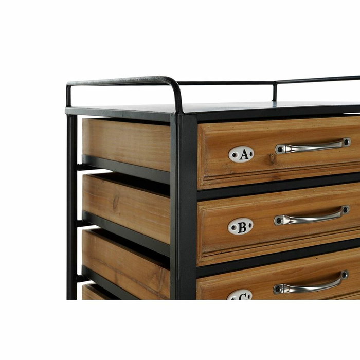 DKD Home Decor Cajonera Abeto y Hierro 40x33x122 Negro