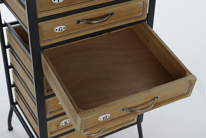 DKD Home Decor Cajonera Vintage 12 Cajones Negro Natural 33 x 122 x 40 cm