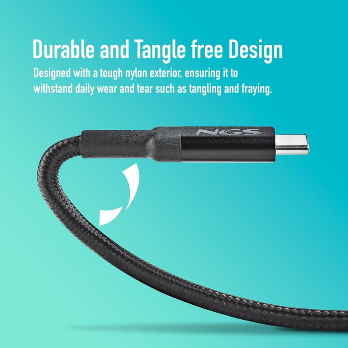 NGS Cable USB-C a USB-C KNOT 240W-2 de 2m Negro