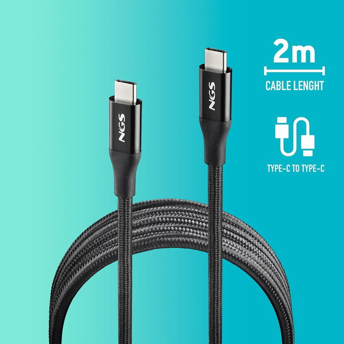 NGS Cable USB-C a USB-C KNOT 240W-2 de 2m Negro