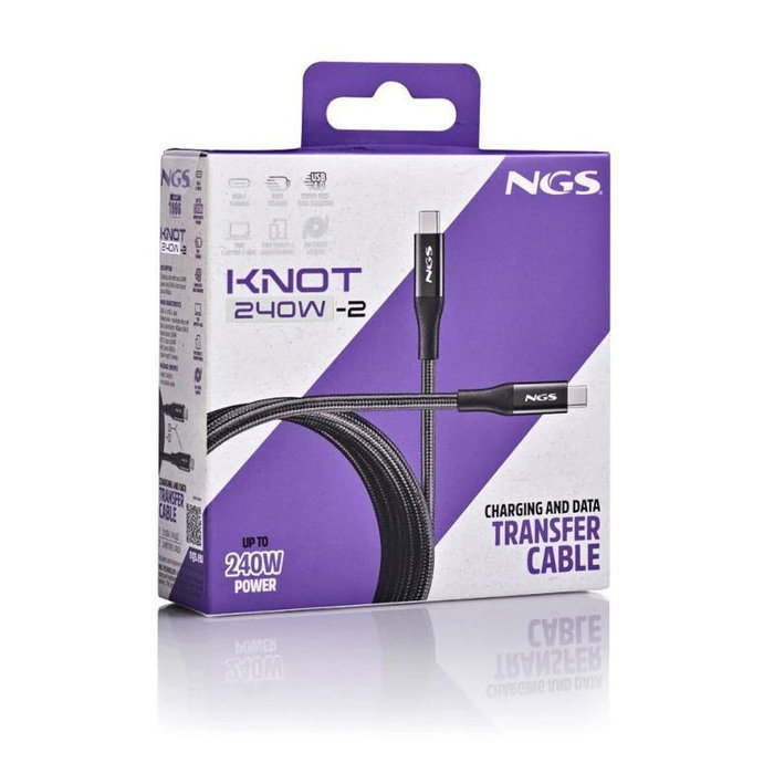NGS Cable USB-C a USB-C KNOT 240W-2 de 2m Negro