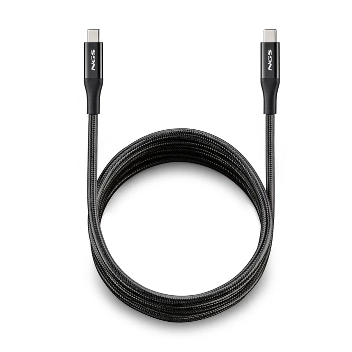 NGS KNOT Cable USB-C a USB-C 2m, USB 4.0, Carga Rápida 240W, Transferencia Datos 40Gbps, Negro