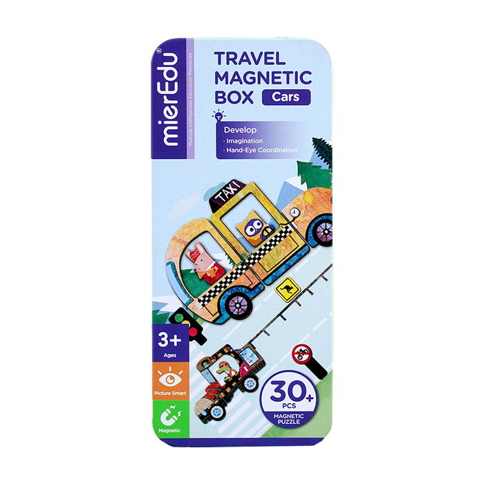 Mieredu Me0884 Puzle Magnético Mis Viajes Coches con 2 Escenarios y 30 Imanes +3 Años