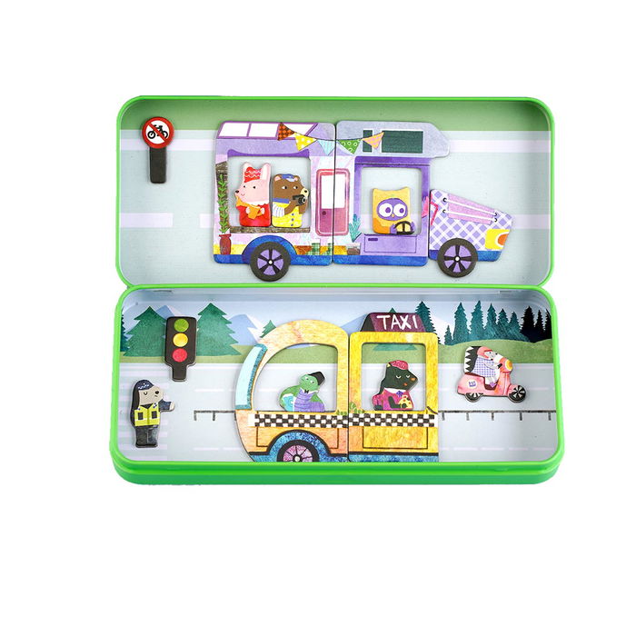 Mieredu Me0884 Puzle Magnético Mis Viajes Coches con 2 Escenarios y 30 Imanes +3 Años