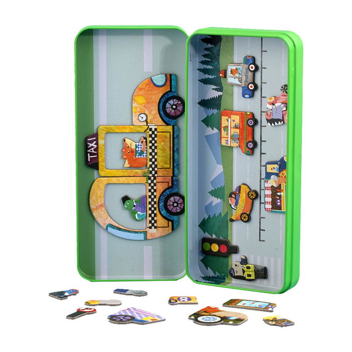 Mieredu Me0884 Puzle Magnético Mis Viajes Coches con 2 Escenarios y 30 Imanes +3 Años