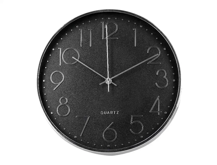 Q-connect Reloj de Pared Analógico Plateado Silencioso 305x305x40mm