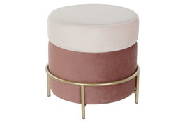 DKD Home Decor Reposapiés de Terciopelo Rosa y Dorado