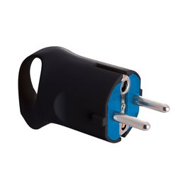 Solera Clavija 2p+t Tipo F 4,8mm 16a 250v Negra 6566an con Anilla para Fácil Extracción