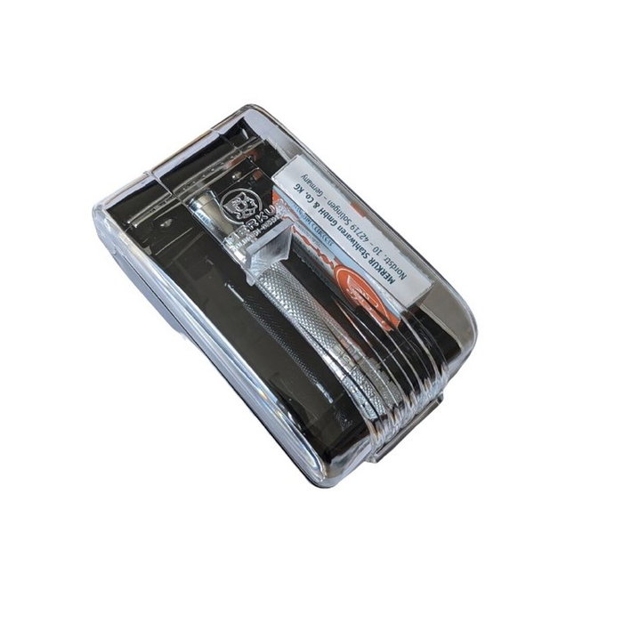 Merkur Navaja con Peine Recto, Mango Corto y Set de 10 Cuchillas Merkur Navaja con Peine Recto, Mango Corto y Set de 10 Cuchillas