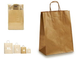 Pincello Bolsa Papel Oro Kraft Pequeña 24x12x40 cm (Set de 150)