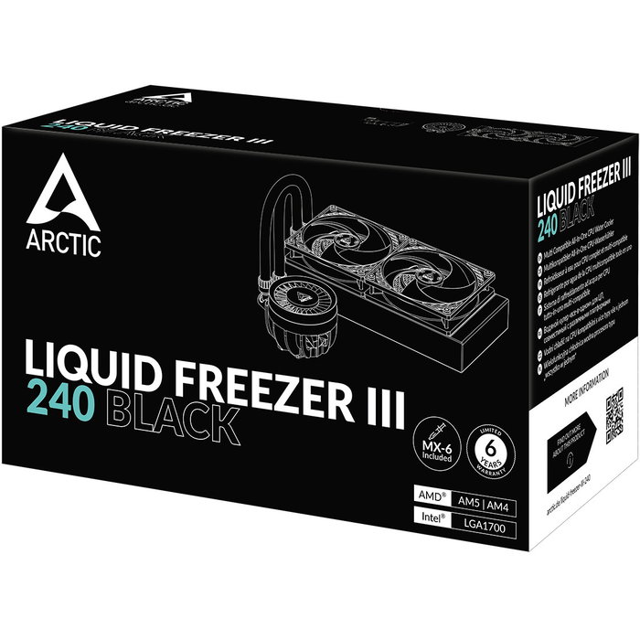 ARCTIC Liquid Freezer III 240 Refrigeración Líquida AIO CPU, Radiador 240mm Negro, 2 Ventiladores 120mm P12 PWM, Soportes Intel LGA1851/LGA1700 y AMD AM4/AM5 ARCTIC Liquid Freezer III 240 Refrigeración Líquida AIO CPU, Radiador 240mm Negro, 2 Ventiladores 120mm P12 PWM, Soportes Intel LGA1851/LGA1700 y AMD AM4/AM5