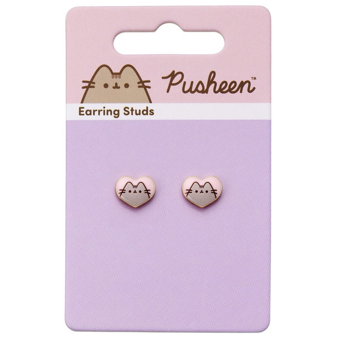 THE CARAT SHOP Pendientes Corazón Pusheen Rosa y Dorado Aleación de Zinc