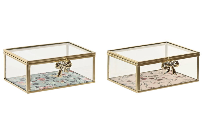 DKD Home Decor Joyero Shabby Beige Verde 11 x 6 x 14 cm (4 Unidades)