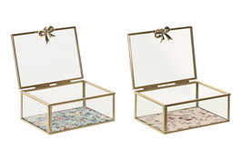 DKD Home Decor Joyero Shabby Beige Verde 11 x 6 x 14 cm (4 Unidades)