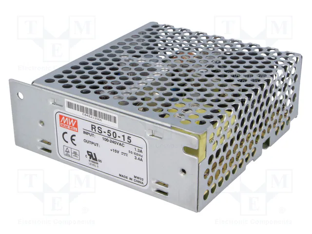 MEAN WELL RS-50-15 Alimentador de impulso de 50W 15VDC MEAN WELL RS-50-15 Alimentador de impulso de 50W 15VDC