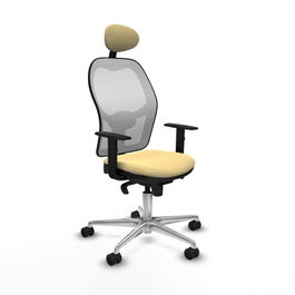 PIQUERAS Y CRESPO Silla de oficina Jorquera, mecanismo Sincro, Crema/Blanco