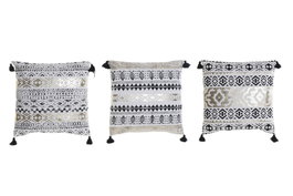 DKD Home Decor Cojín con Pompom Surtido de Colores 45x45x10 cm