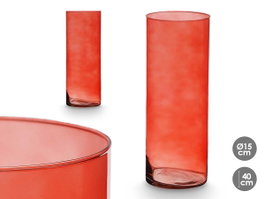 Giftdecor Jarrón de Cristal Cilíndrico Teja 15x40cm