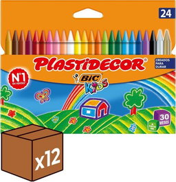 BIC Estuche 24 Ceras Plastidecor Colores Surtidos (Pack 12u.)