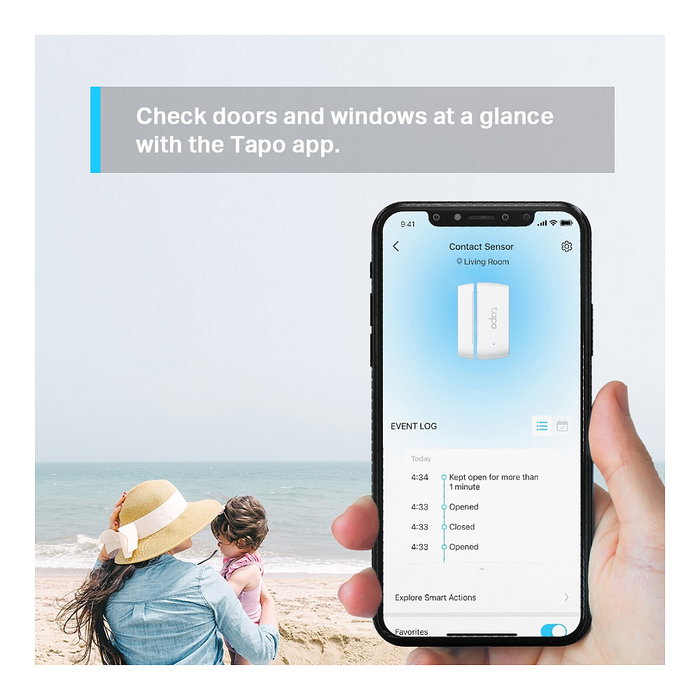 TP-Link Tapo T110 Sensor de Contacto Inteligente Blanco TP-Link Tapo T110 Sensor de Contacto Inteligente Blanco