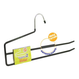 Hidalgo Percha de Metal con Goma Antideslizante para 2 Pantalones, 2 Pisos, Color Azul (34x0.5x17 cm)