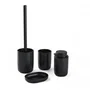 Today TOD3574641271350 Juego de 4 Accesorios de Baño - Vaso, Dispensador de Jabón, Escobilla - Negro