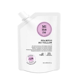 Mimare Champú Silver Anti-Amarillo Carbón de Bambú Tonaliza Reflejos Amarillos Cabellos Decolorados Grises Mechas 200ml