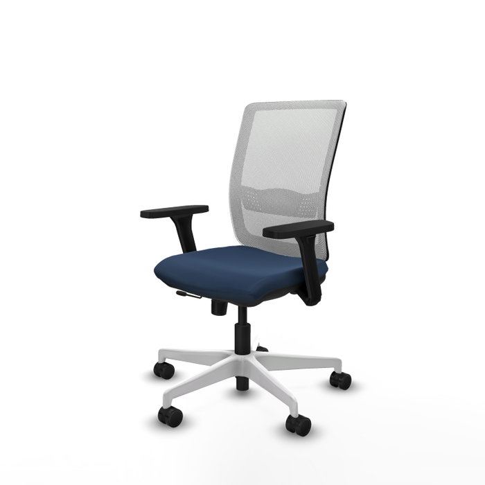 PIQUERAS Y CRESPO Silla de oficina Haches con mecanismo Sincro/Traslack, Azul marino y Blanco