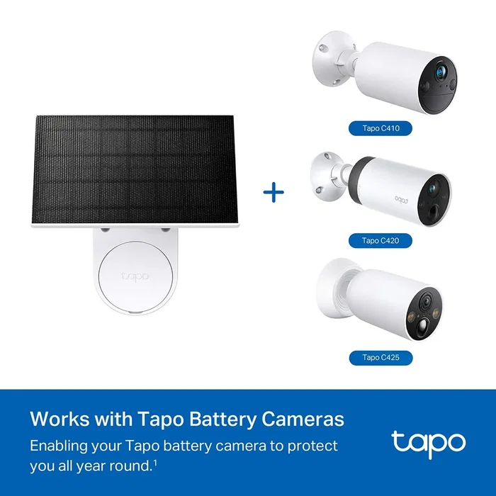 TP-Link Tapo A201 Panel Solar para Cámaras con Batería, 2,5 W, Blanco