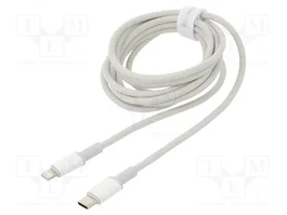 Baseus Cable USB-C a Lightning de alta densidad trenzado, 20W, 5A, PD, 2m, blanco