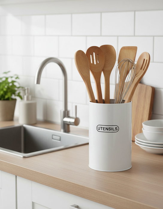 Inde Set de 12 Botes Organizadores de Utensilios de Cocina en Acero Inoxidable