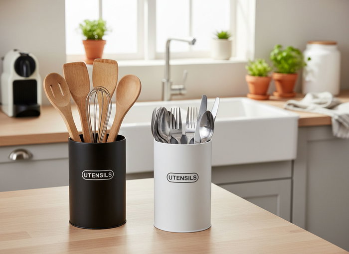 Inde Set de 12 Botes Organizadores de Utensilios de Cocina en Acero Inoxidable