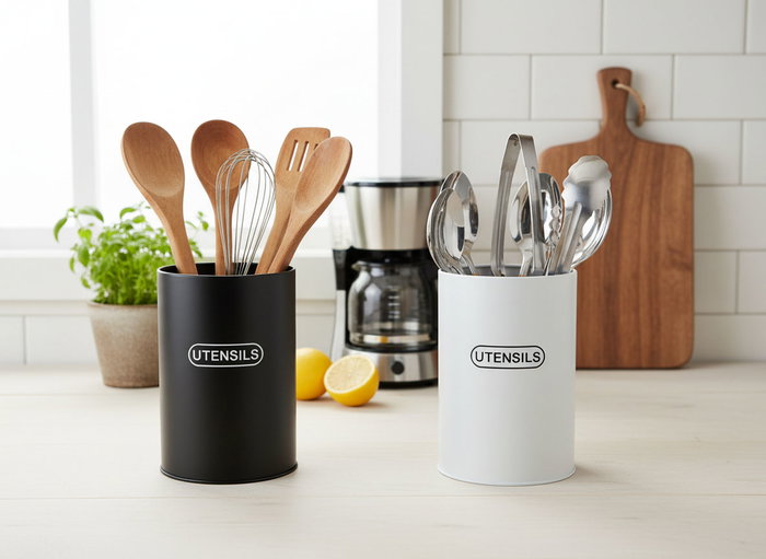 Inde Set de 12 Botes Organizadores de Utensilios de Cocina en Acero Inoxidable