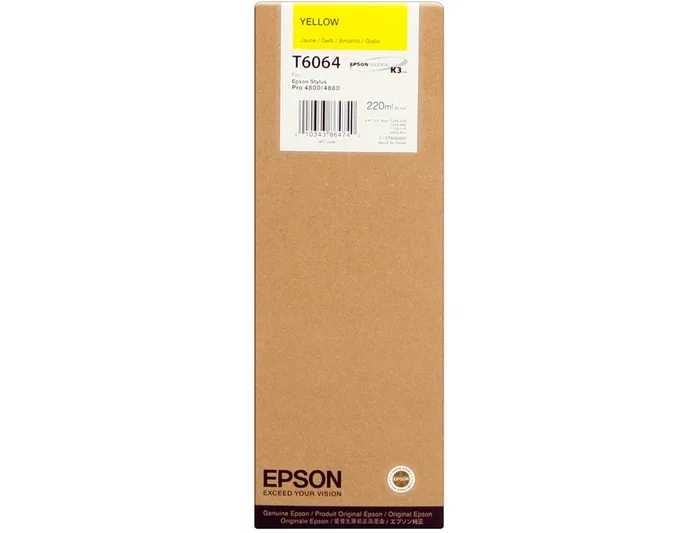 Epson Cartucho de Tinta Amarillo T6064 220ml para Stylus Pro 4800/4880