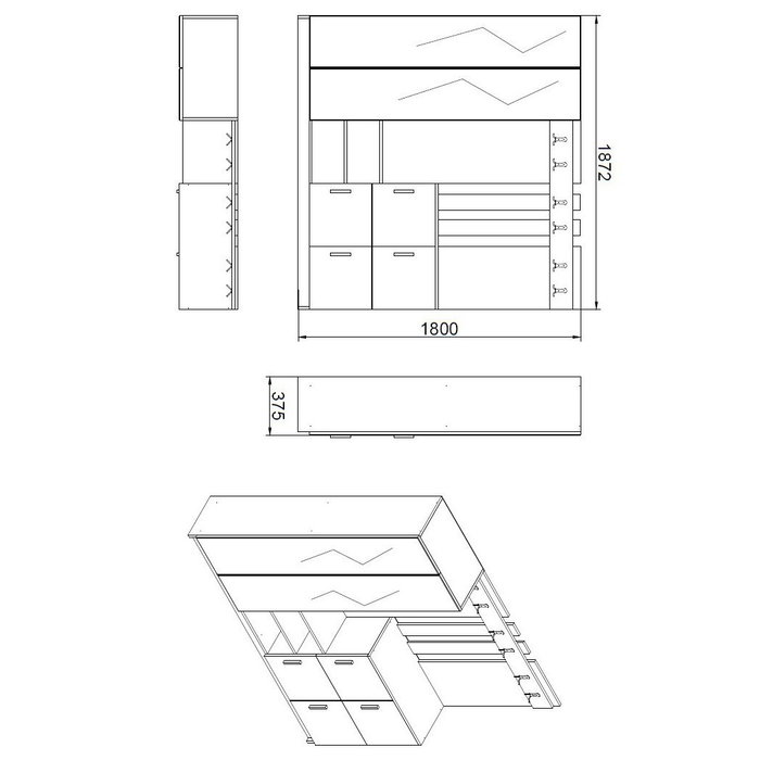 Hanah Home Dd9-Aw Recibidor de Entrada Moderno Pino Atlántico y Blanco 187.2x180x37.5cm Hanah Home Dd9-Aw Recibidor de Entrada Moderno Pino Atlántico y Blanco 187.2x180x37.5cm