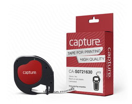 Capture S0721630 Cinta de plástico para LetraTag, 12mm x 4m, Negro sobre Rojo