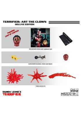 Mezco Toyz Figura Art The Clown Terrifier One:12 Collective (18 cm) de Edición de Lujo con Accesorios