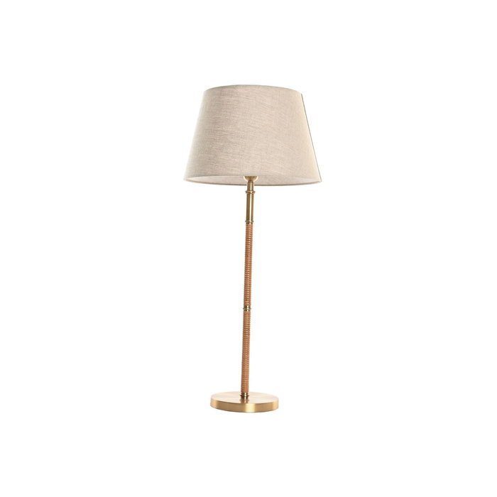 DKD Home Decor Lámpara de Sobremesa de Latón y Ratán Natural