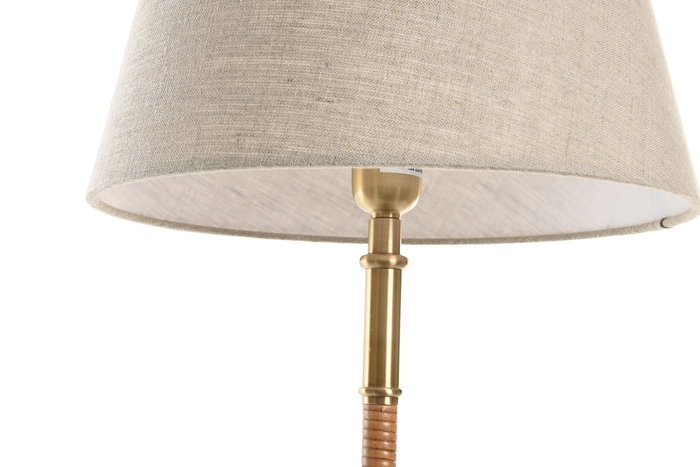 DKD Home Decor Lampara Sobremesa India lamps 1c25 Laton Ratan Natural Dorado Beige 35 x 77 x 255 cm