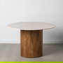Mesa Comedor Natural-Crema Mármol/Madera 120 X 120 X 74 cm
