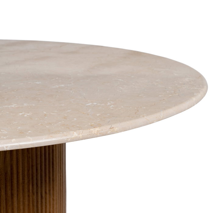 Mesa Comedor Natural-Crema Mármol/Madera 120 X 120 X 74 cm