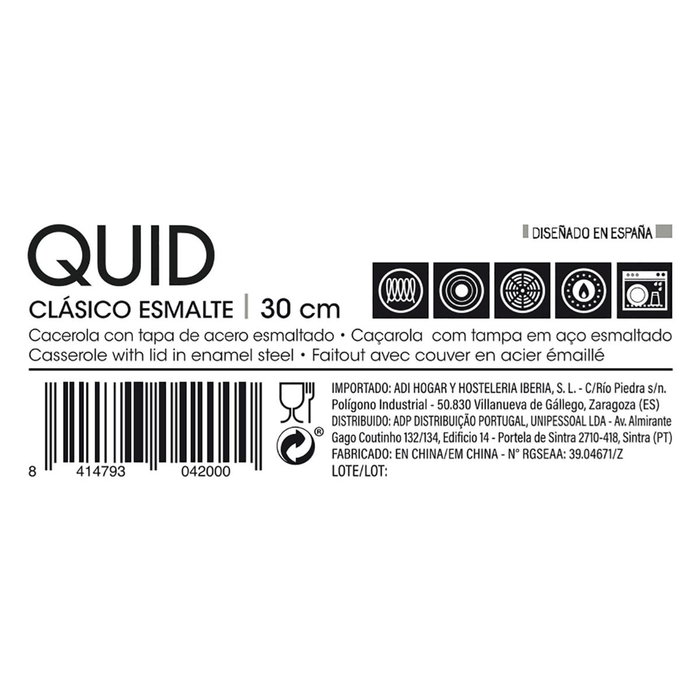 Quid Cacerola Acero Esmaltado Clasico Esmalte 30 cm - 9 L Marrón Quid Cacerola Acero Esmaltado Clasico Esmalte 30 cm - 9 L Marrón