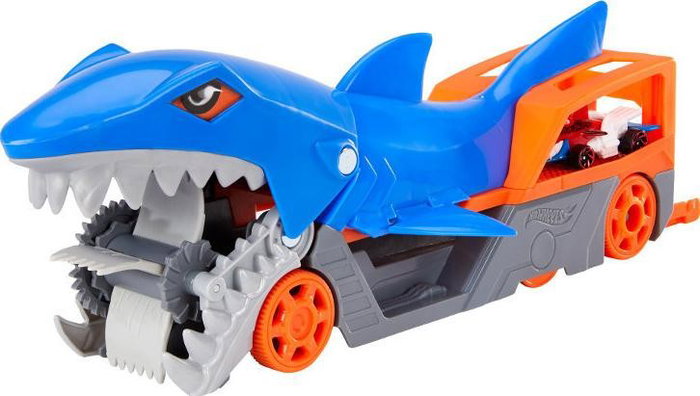 Mattel Hot Wheels Tiburón Mastica Coches Remolque de Transporte