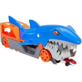Hot Wheels Transporter Shark Pista Coche Pequeño, Color Azul, Hot Wheels City, Juguete para Edad 4 Años, MATGVG36